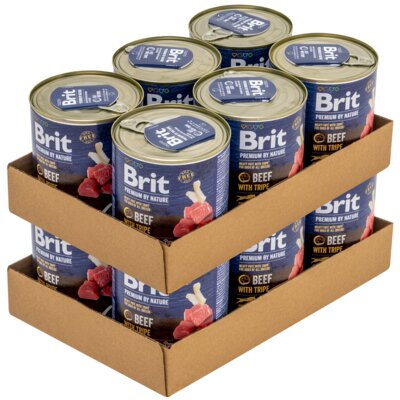 Karma dla psa BRIT Premium By Nature Wołowina z flakami 12 x 800 g