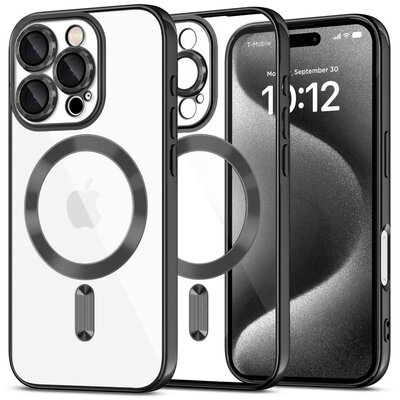 Etui TECH-PROTECT MagFlex MagSafe do Apple iPhone 16 Pro Przezroczysto-czarny (błyszczący)