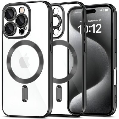 Etui TECH-PROTECT MagFlex MagSafe do Apple iPhone 16 Pro Max Przezroczysto-czarny (błyszczący)