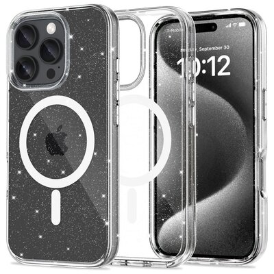 Etui TECH-PROTECT Flexair Hybrid MagSafe do Apple iPhone 16 Pro Max Przezroczysto-brokatowy