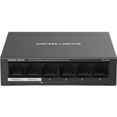 Switch MERCUSYS MS106LP Fast Ethernet, 6 portów, Funkcja PoE+