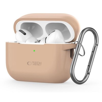 Etui na słuchawki TECH-PROTECT Silicon Hook do Apple Airpods Pro 1/2 Beżowy