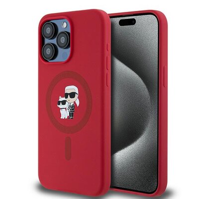 Etui KARL LAGERFELD Silicone KC Heads MagSafe do Apple iPhone 15 Pro Max Czerwony