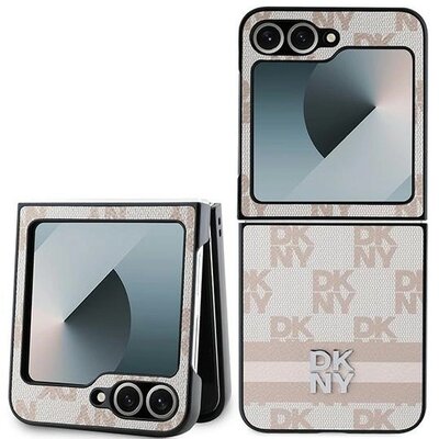 Etui DKNY Chequered Pattern Printed Stripes do Samsung Galaxy Z Flip 6 / Flip 7 FE Różowy
