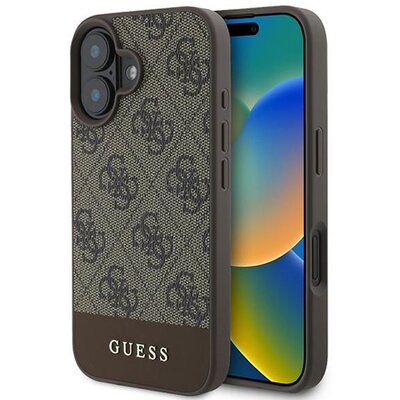 Etui GUESS 4G Bottom Stripe do Apple iPhone 16 Plus Brązowy