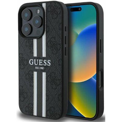 Etui GUESS 4G Printed Stripes MagSafe do Apple iPhone 16 Pro Czarny