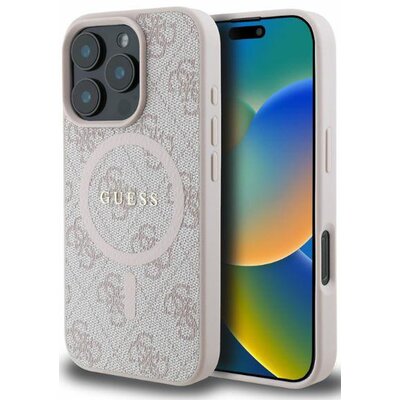 Etui GUESS 4G Ring Classic Logo MagSafe do Apple iPhone 16 Pro Max Różowy