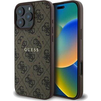 Etui GUESS 4G Ring Classic Logo MagSafe do Apple iPhone 16 Pro Max Brązowy