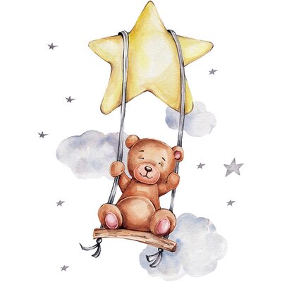 Naklejki na ścianę SIPO Miś na huśtawce WS63034