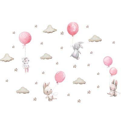Naklejki na ścianę SIPO Króliki z balonami WS63028