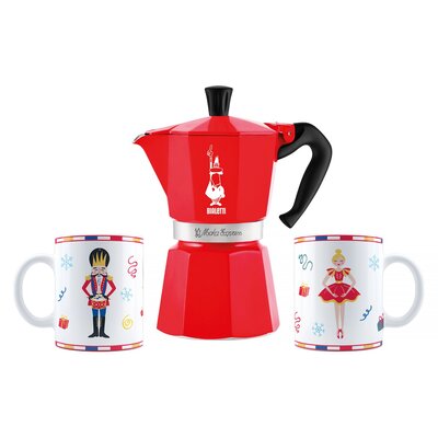 Zestaw BALETTI Kawiarka Moka Express 6 TZ + 2 Kubki Nutcraker