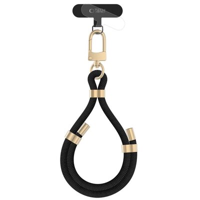 Smycz do telefonu TECH-PROTECT C4S Rope Wrist Strap Czarno-złoty
