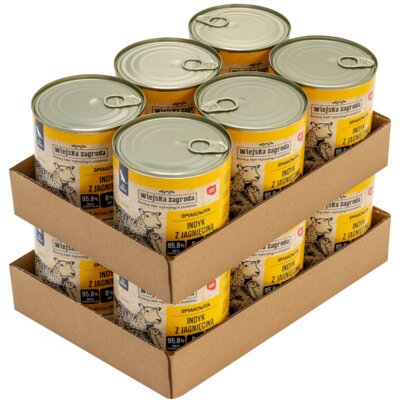 Karma dla psa WIEJSKA ZAGRODA Indyk z jagnięciną 12 x 800 g