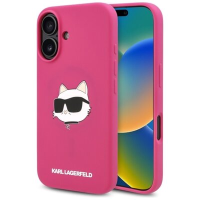 Etui KARL LAGERFELD Silicone Choupette Head Print MagSafe do Apple iPhone 16 Fuksja