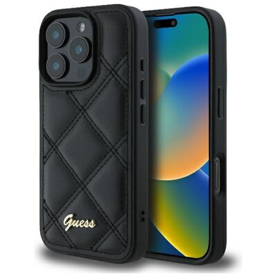 Etui GUESS Quilted Metal Logo do Apple iPhone 16 Pro Max Czarny