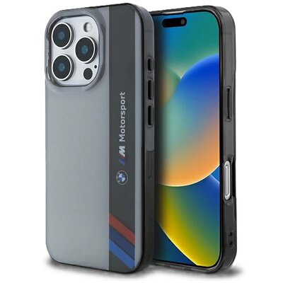 Etui BMW Motosport IML Vertical Stripe do Apple iPhone 16 Pro Szary