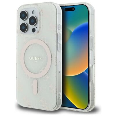 Etui GUESS IML 4G Background MagSafe do Apple iPhone 16 Pro Biały