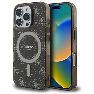 Etui GUESS IML 4G Background MagSafe do Apple iPhone 16 Pro Brązowy