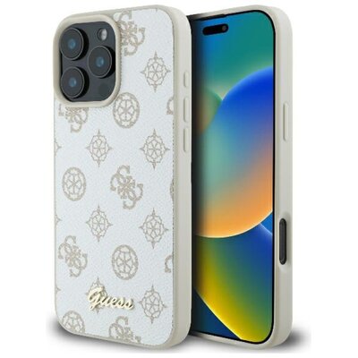 Etui GUESS Peony Script Logo MagSafe do Apple iPhone 16 Pro Biały
