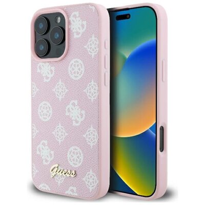 Etui GUESS Peony Script Logo MagSafe do Apple iPhone 16 Pro Różowy