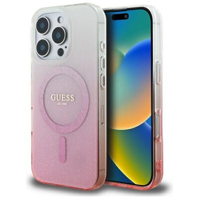 Etui GUESS IML Glitter Gradient MagSafe do Apple iPhone 16 Pro Różowy
