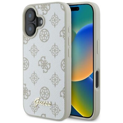 Etui GUESS Peony Script Logo MagSafe do Apple iPhone 16 Biały