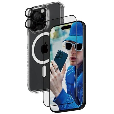 Etui PANZERGLASS Bundle HardCase 3w1 do Apple iPhone 16 Pro Przezroczysty + Szkło hartowane + Szkło na obiektyw