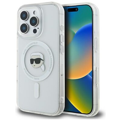 Etui KARL LAGERFELD IML Metal Karl Head MagSafe do Apple iPhone 16 Pro Max Biały