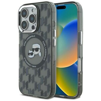 Etui KARL LAGERFELD IML Monogram Karl&Choupette Head MagSafe do Apple iPhone 16 Pro Czarny