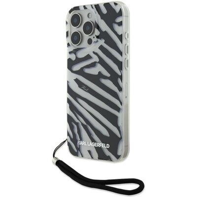 Etui KARL LAGERFELD IML Zebra Pattern & Cord do Apple iPhone 16 Pro Czarny