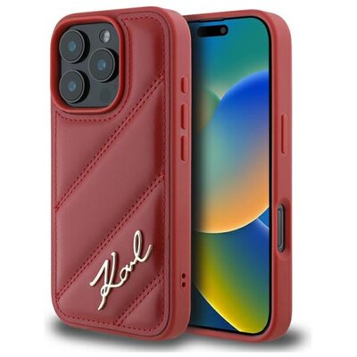 Etui KARL LAGERFELD Quilted Signature do Apple iPhone 16 Pro Czerwony