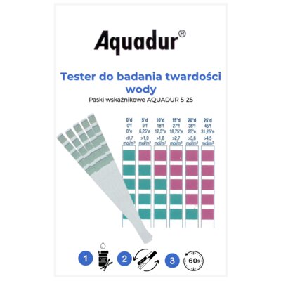 Paskowy tester twardości wody AQUADUR 5-25 (10 szt.)