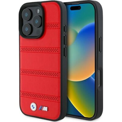 Etui BMW M Perforated And Stitched Line MagSafe do Apple iPhone 16 Pro Max Czerwony