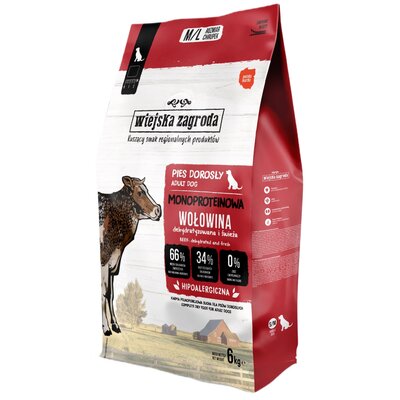 Karma dla psa WIEJSKA ZAGRODA Wołowina M/L 6 kg