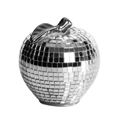 Figurka dekoracyjna EUROFIRANY Mirona Jabłko 9 x 9 x 11 cm Srebrny