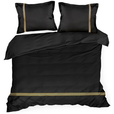 Pościel EUROFIRANY Haft 4 160 x 200 cm Czarny