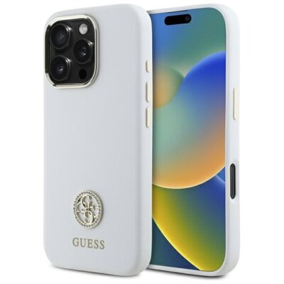 Etui GUESS Silicone Logo Strass 4G do Apple iPhone 16 Pro Max Biały