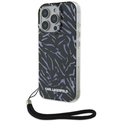 Etui KARL LAGERFELD Zebra With Cord do Apple iPhone 16 Pro Fioletowy