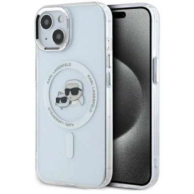 Etui KARL LAGERFELD IML Metal Karl&Choupette Head MagSafe do Apple iPhone 14 Biały