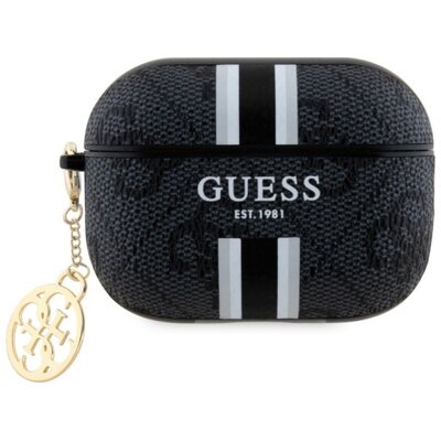 Etui na słuchawki GUESS 4G Printed Stripes Charm do Apple AirPods Pro 2 gen Czarny