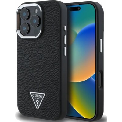 Etui GUESS Grained Triangle MagSafe do Apple iPhone 16 Pro Max Czarny
