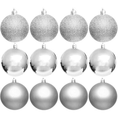 Bombki CHRISTMAS DECORATION 60 mm Srebrny (12 sztuk)
