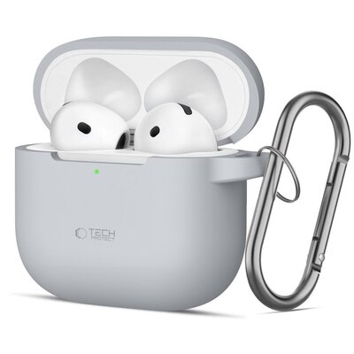 Etui na słuchawki TECH-PROTECT Silicone Hook do Apple Airpods 4 Szary