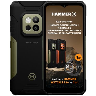 Smartfon HAMMER Construction 2 5G Thermal Military Edition 8/256GB 6.58" 120Hz Czarno-zielony