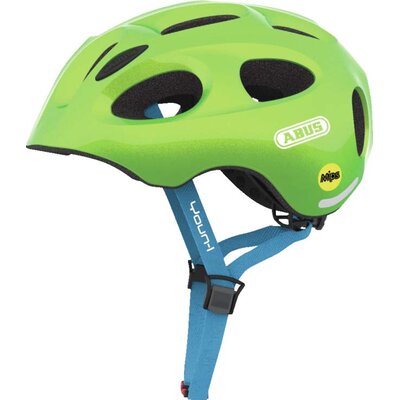 Kask rowerowy ABUS Youn-I Zielony dla Dzieci z lampką (rozmiar M) MIPS