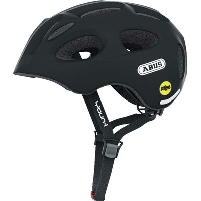 Kask rowerowy ABUS Youn-I Czarny dla Dzieci z lampką (rozmiar S) MIPS