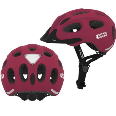 Kask rowerowy ABUS Youn-I Ace Czerwony Miejski z lampką (rozmiar M)