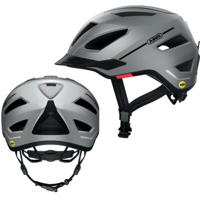 Kask rowerowy ABUS Pedelec 2.0 Srebrny Miejski z lampką (rozmiar M) MIPS