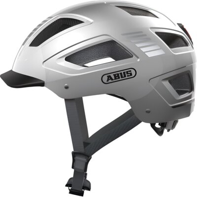 Kask rowerowy ABUS Hyban 2.0 Signal Srebrny Miejski z lampką (rozmiar L)