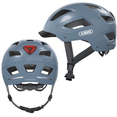 Kask rowerowy ABUS Hyban 2.0 Glacier Niebieski Miejski z lampką (rozmiar M)